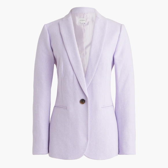 J. Crew Factory Herringbone one-button blazer Lavender Linen Blend Size 16 - Picture 1 of 10